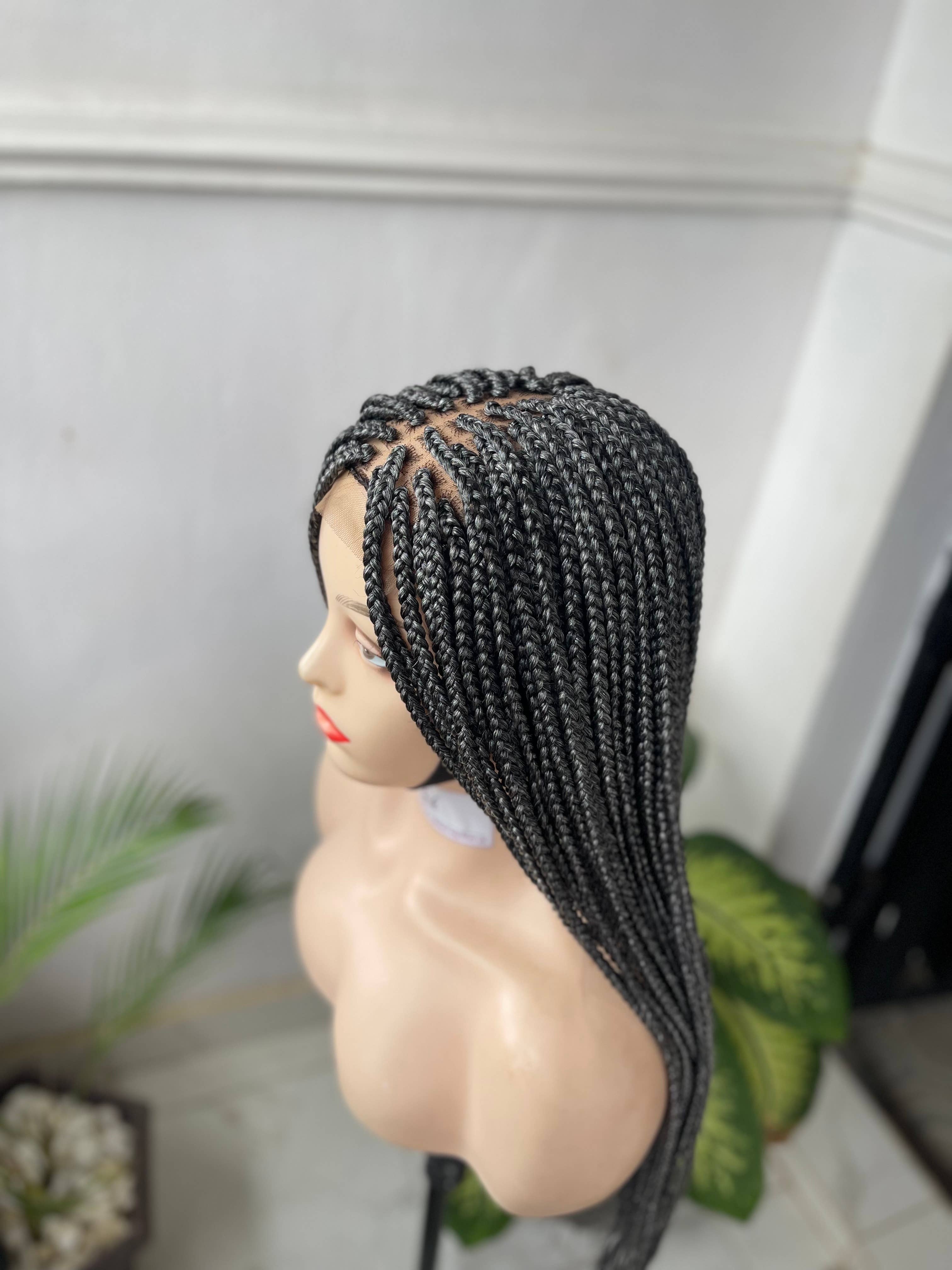 Lamuskwigs - Wholesale Wig/Hair Piece - Ready to ship Grey braided wig in closure. Glueless lace1