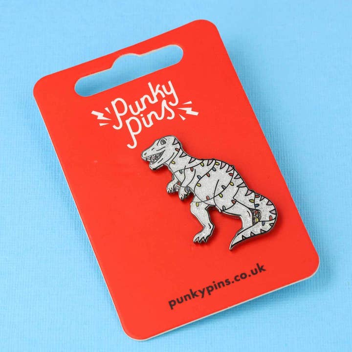 Punky Pins – wholesale Lapel pin/button – Christmas Dinosaur Enamel Pin1
