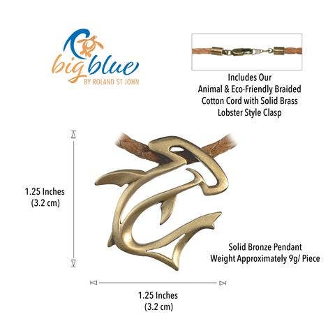 Big Blue by Roland St John – Großhandel Kette mit Anhänger/Charm – Hai-Halskette, bronzene Hammerhai-Halskette, Hai-Geschenk