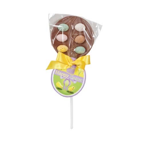UK ONLY. Easter Lollies Decorated With Speckled Eggs for wholesale by Hames Chocolates
