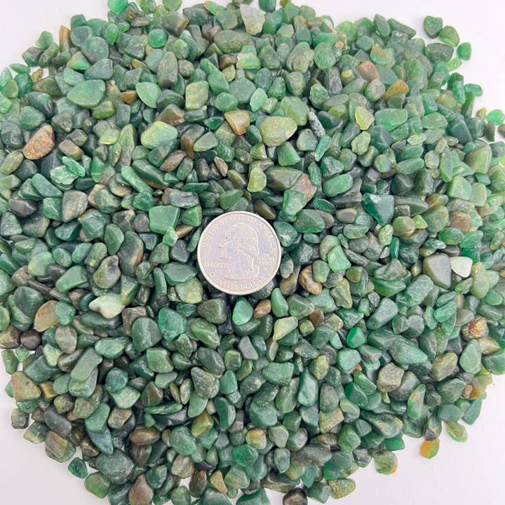Pelham Grayson Rose - Wholesale Spiritual Stone/Crystal - Green Aventurine | Tumbled Chips | 1lb | 4-7mm | India