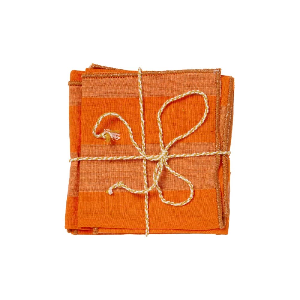 Bonheur du Jour - Wholesale Dinner & Cloth Napkin - Set of 2 Table Napkins - Large Orange Stripes