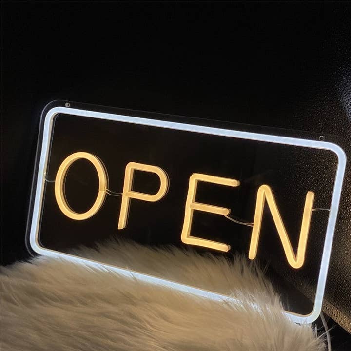 WHITE Open Acrylic Letter Neon Sign Backlit Light for wholesale on Faire1