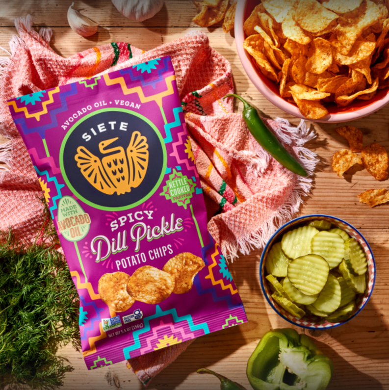 Siete Foods - Wholesale Chips - Spicy Dill Pickle Kettle Cooked Potato Chips 5.5oz- 24 bags2