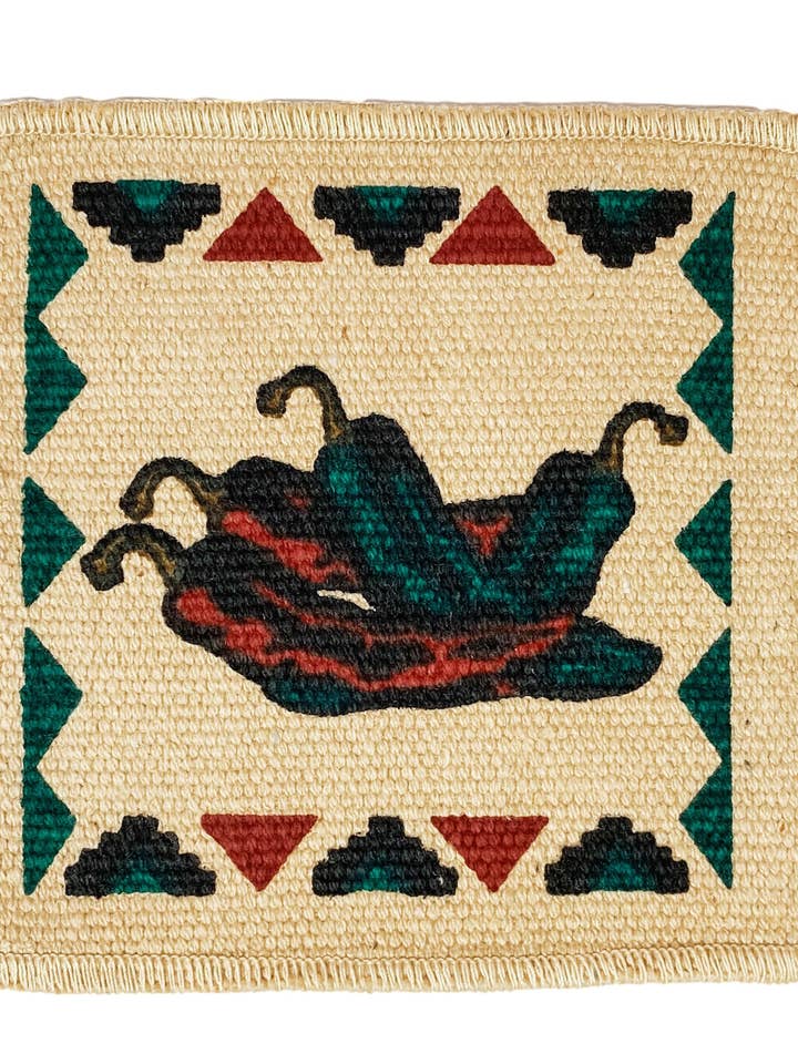 Cotton Stencil Coasters-Chile Peppers for wholesale by El Paso Saddleblanket