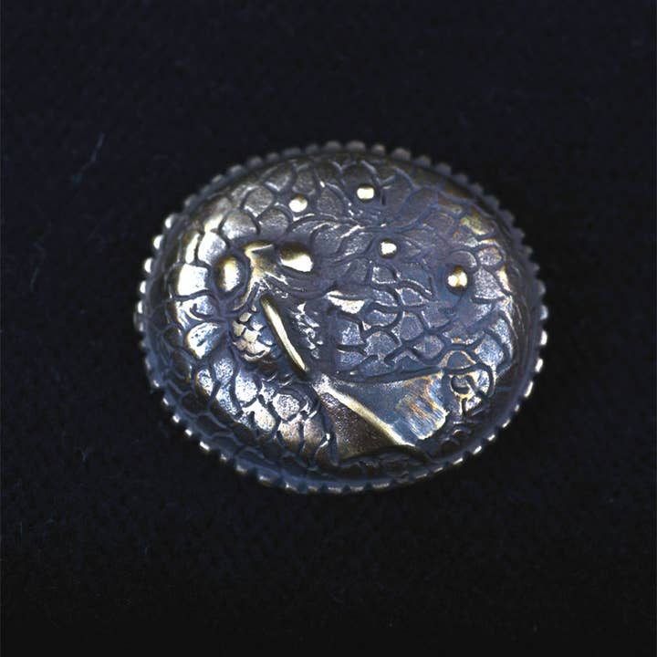 Bronze Koi Button by Bob Burkett in Bronze for wholesale by Tiger Tiger Beads LLC