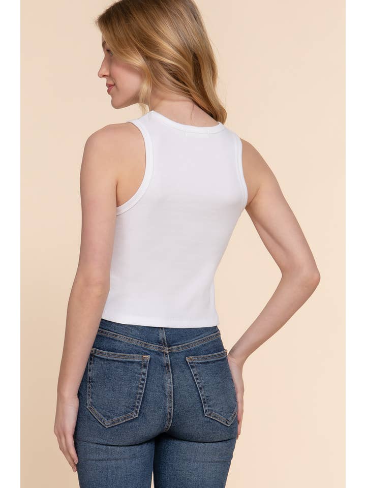 Active Basic | Active USA - Venta al por mayor Camiseta sin mangas - Mujer - Top sin mangas de punto acanalado de algodón y spandex con cuello redondo48