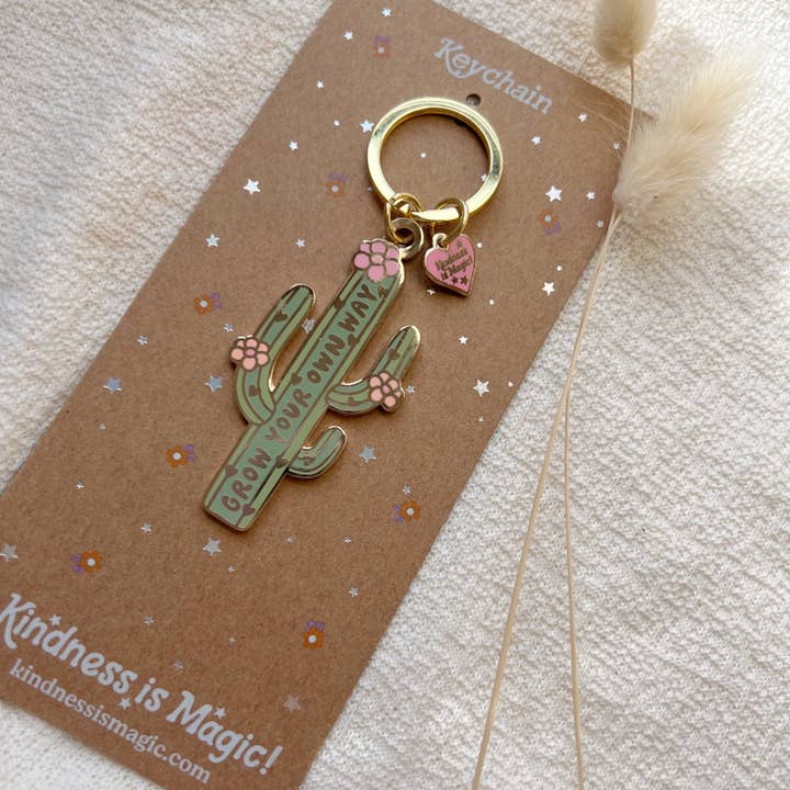 Kindness is Magic - Vente Porte-clés – femme - Porte-clés en émail Grow Your Own Way Cactus1