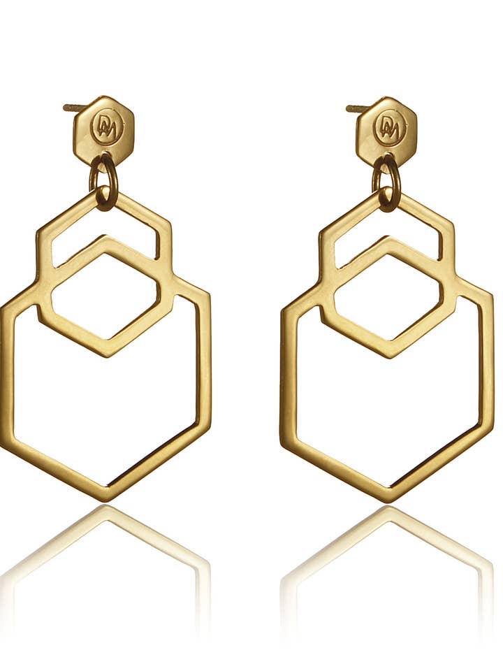 Cell Earrings Large Gold for wholesale by David&Martin Jewellery