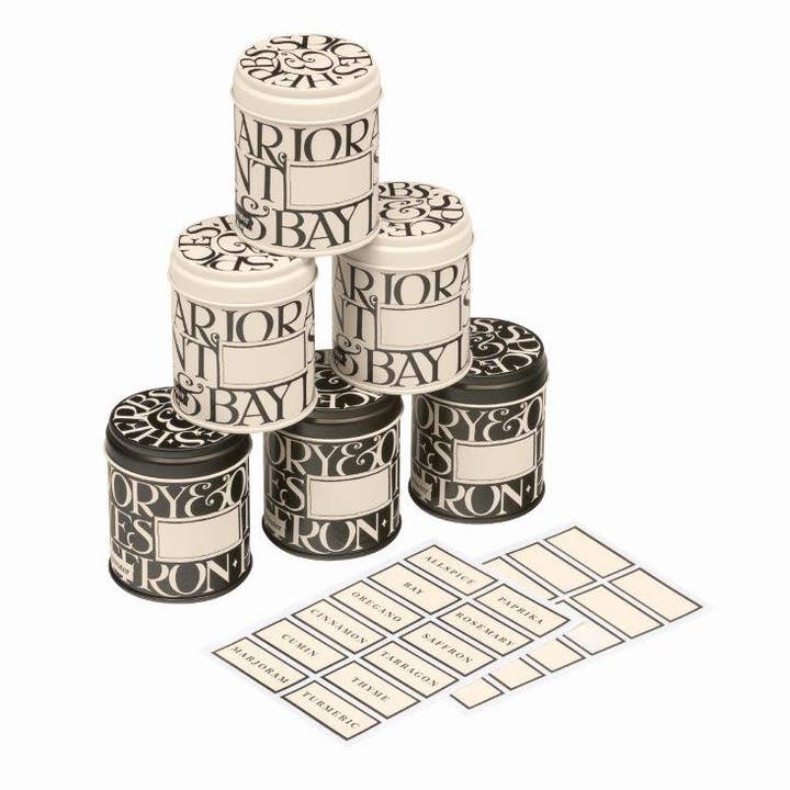 Emma Bridgewater - Set of 6 Herb/Spice Tins for wholesale by Tin Treats
