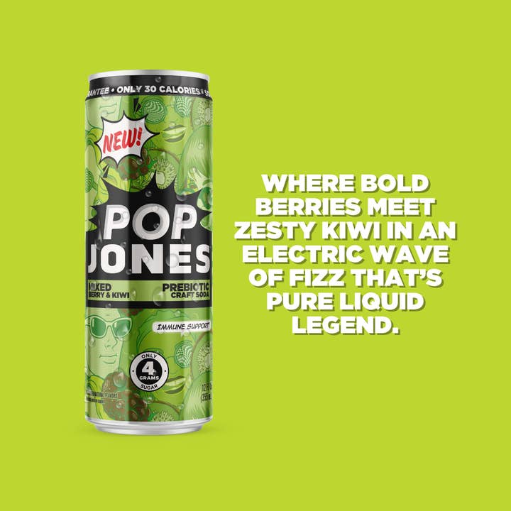 Jones Soda - Wholesale Soda/Carbonated Drink - POP JONES Mixed Berry Kiwi Prebiotic Soda2