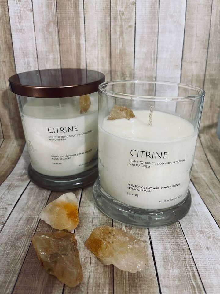 Affirmation Citrine Candle for wholesale by AGAPE ARTISAN CANDLES