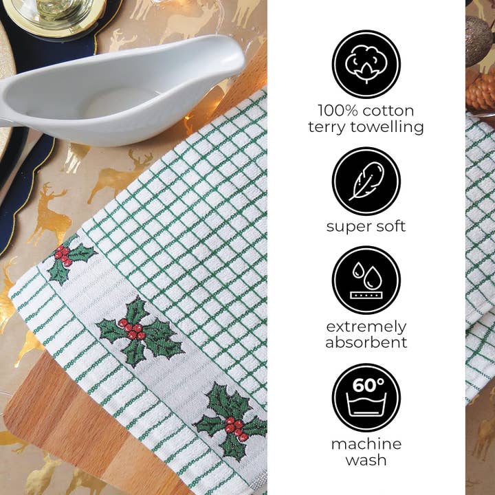 Dublin Gift Company - Wholesale Tea Towel - Samuel Lamont Poli Dri Jacquard Holly Tea Towel