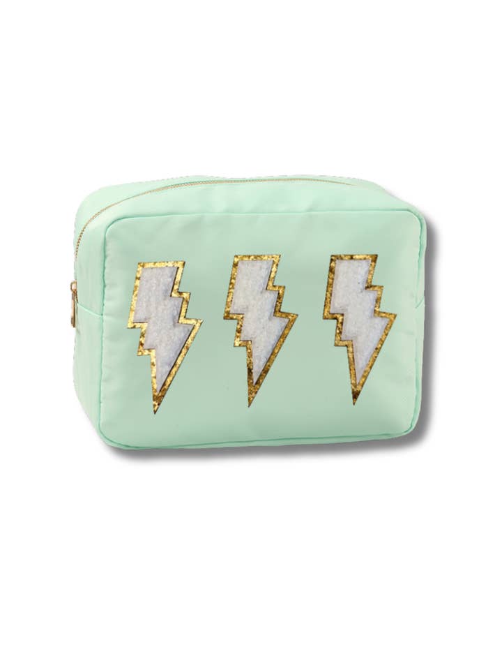 3 BOLTS DE FOUDRE BLANCS XL SAC À FERMETURE ÉCLAIR EN NYLON pour la vente par Maddyloo