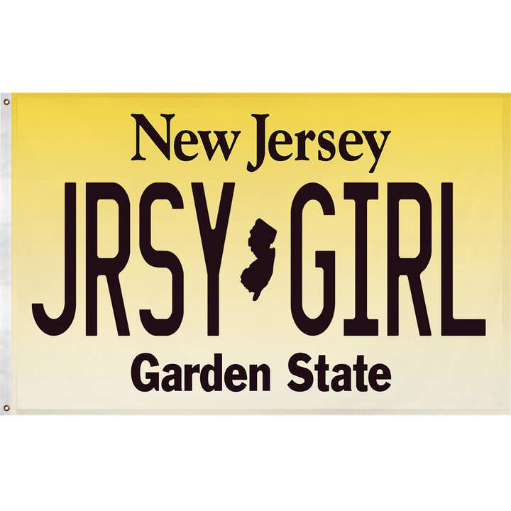 Drapeau Jersey Girl avec plaque d'immatriculation pour la vente par Shady Front