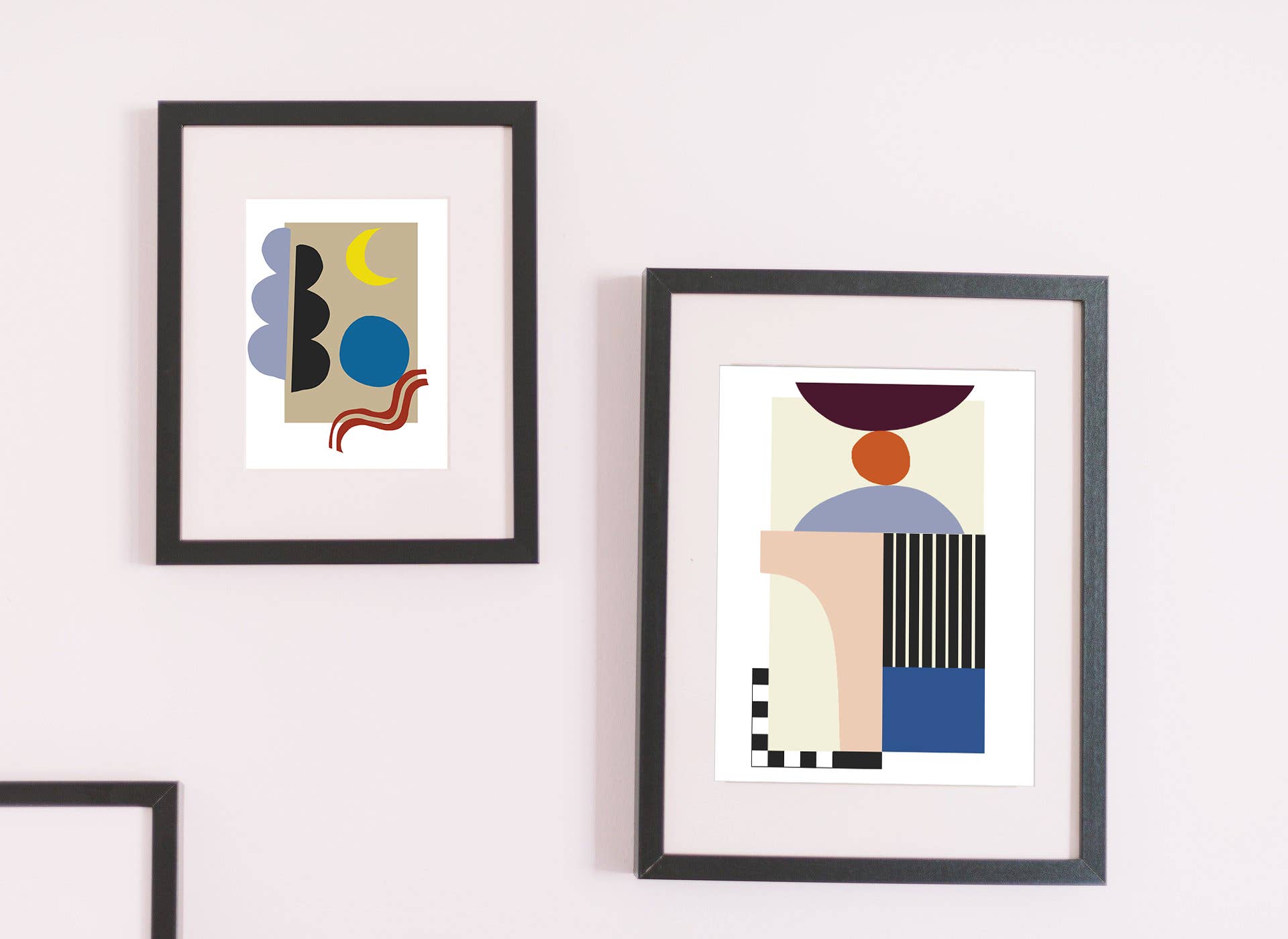 Honora Papers – wholesale Galleriväggselement – Uppsättning av 2 geometriska former för modern konst från mitten av århundradet3