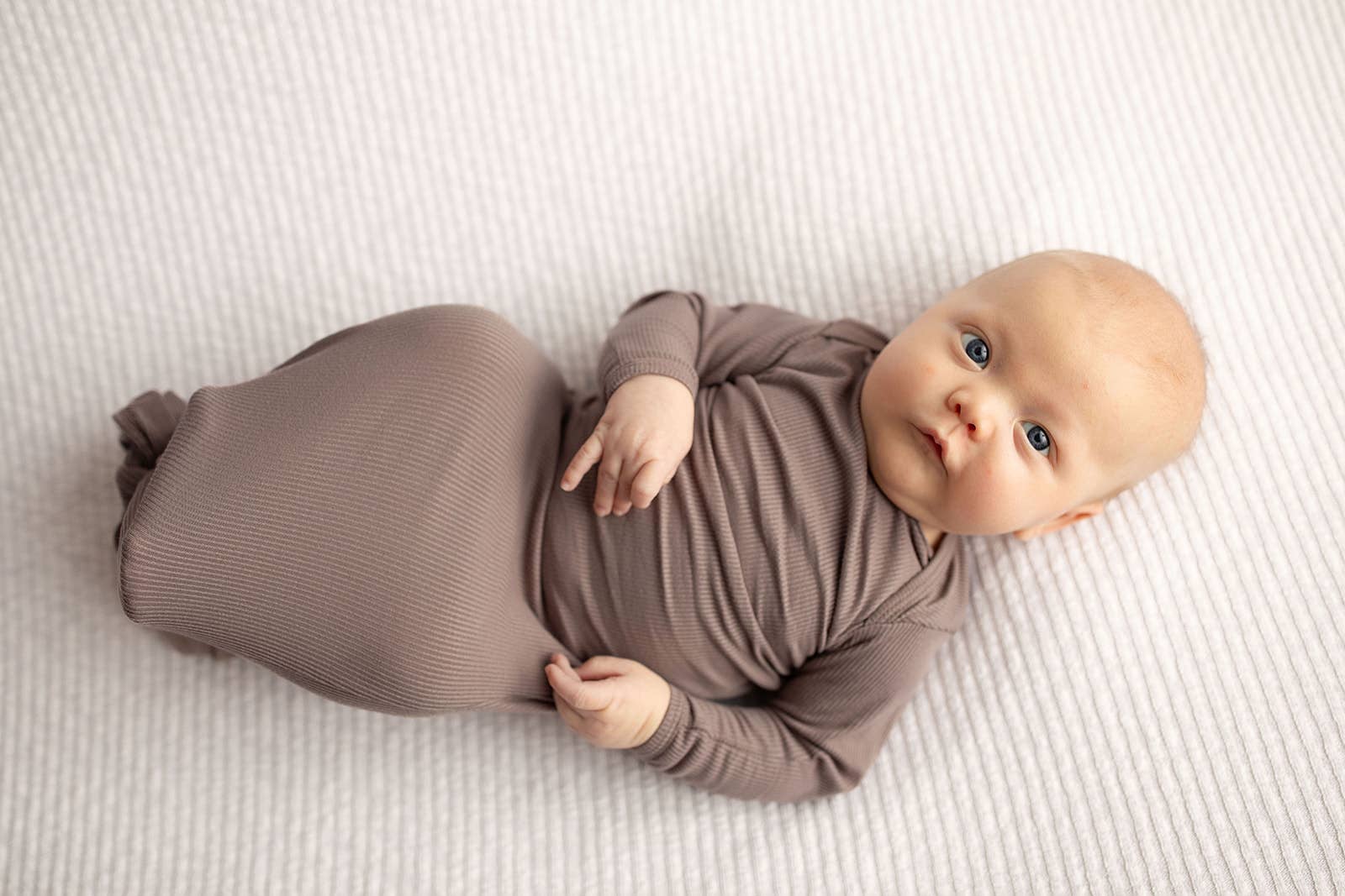 Three Little Tots - Wholesale Babygown - Baby - Cocoa Brown Ribbed Knotted Newborn Baby Gown sleepwear38