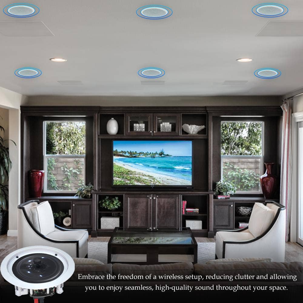 Technical Pro - Wholesale Speakers - 1000W Bluetooth Amplifier,2 Ceiling Speakers 8", Mic, Wire7