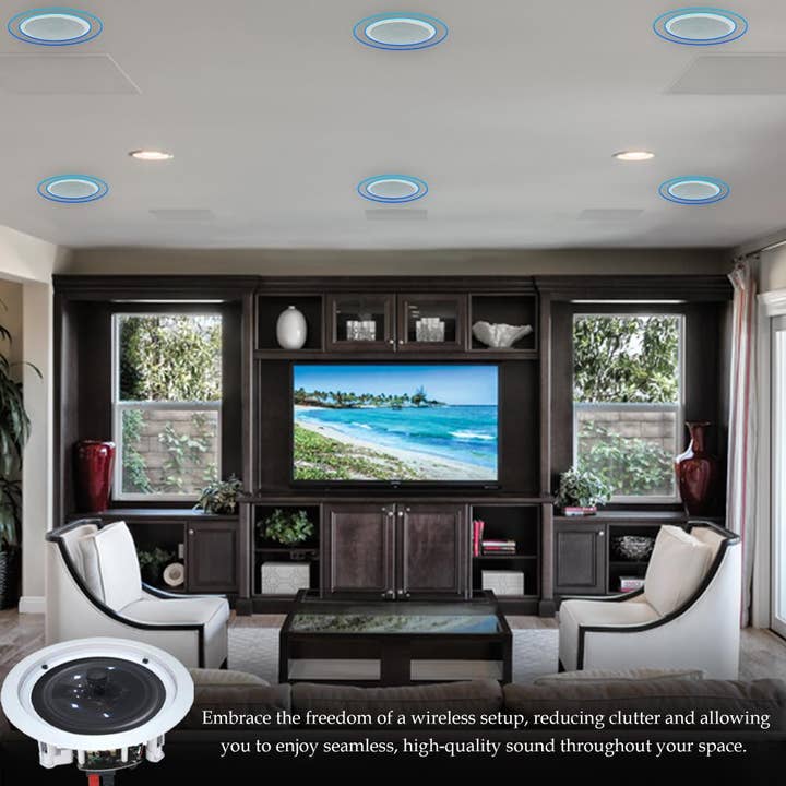 Technical Pro - Wholesale Speakers - 1000W Bluetooth Amplifier,2 Ceiling Speakers 8", Mic, Wire7