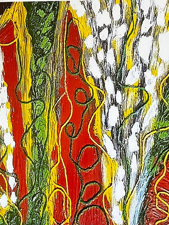 Impresión en medios mixtos verde y marrón A3 para venta al por mayor de Nenyasha Cherish Arts