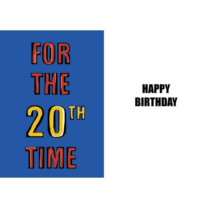 Funny 20th Birthday High-Quality Humorous Card for wholesale by Duggoons Greeting Cards