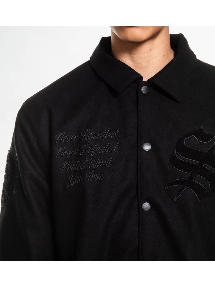 BLACK Art Scholar Varsity Jacket for wholesale on Faire1