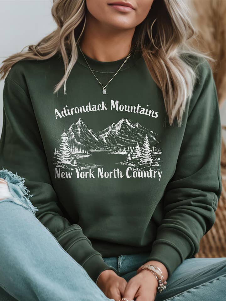 Adirondack Mountains Gildan Sweatshirt Hiking and Camping for wholesale by River and Sky Supply