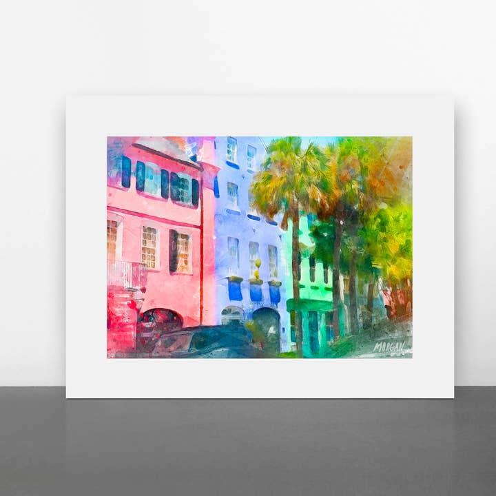 Junior Art Prints, Charleston SC, Rainbow Row per la vendita all'ingrosso da parte di G.O.A.T House of Creative