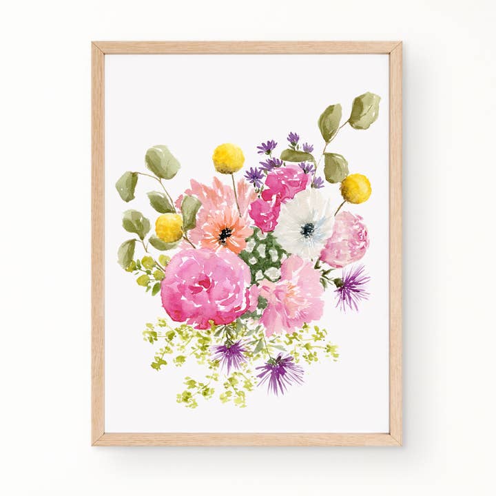 "Peony Bunch" Floral Watercolor Fine Art Print for wholesale by Shelly Cluff Art
