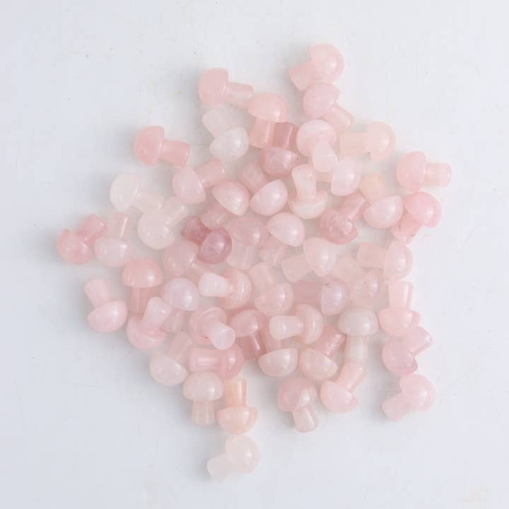 Rose Quartz Mini Mushrooms 50 pieces for wholesale by Mi Esperanza Minerals