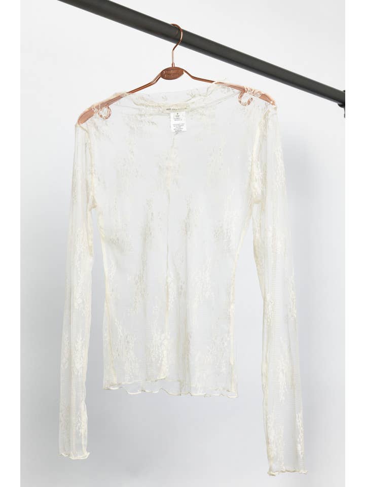 Newbury Kustom - Wholesale Blouse - Women's - 50986 - LONG SLEEVE SHEER LACE MESH TOP1