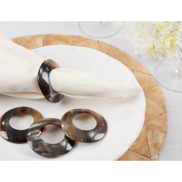 Brown Round Horn Napkin Ring - Set of 4 for wholesale on Faire1