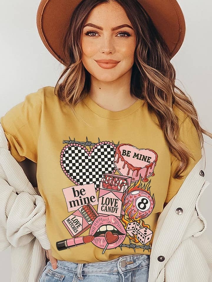 Retro Love Ikoner Alla Hjärtans Dag Grafisk T-shirt för wholesale av Pink Irene Wholesale