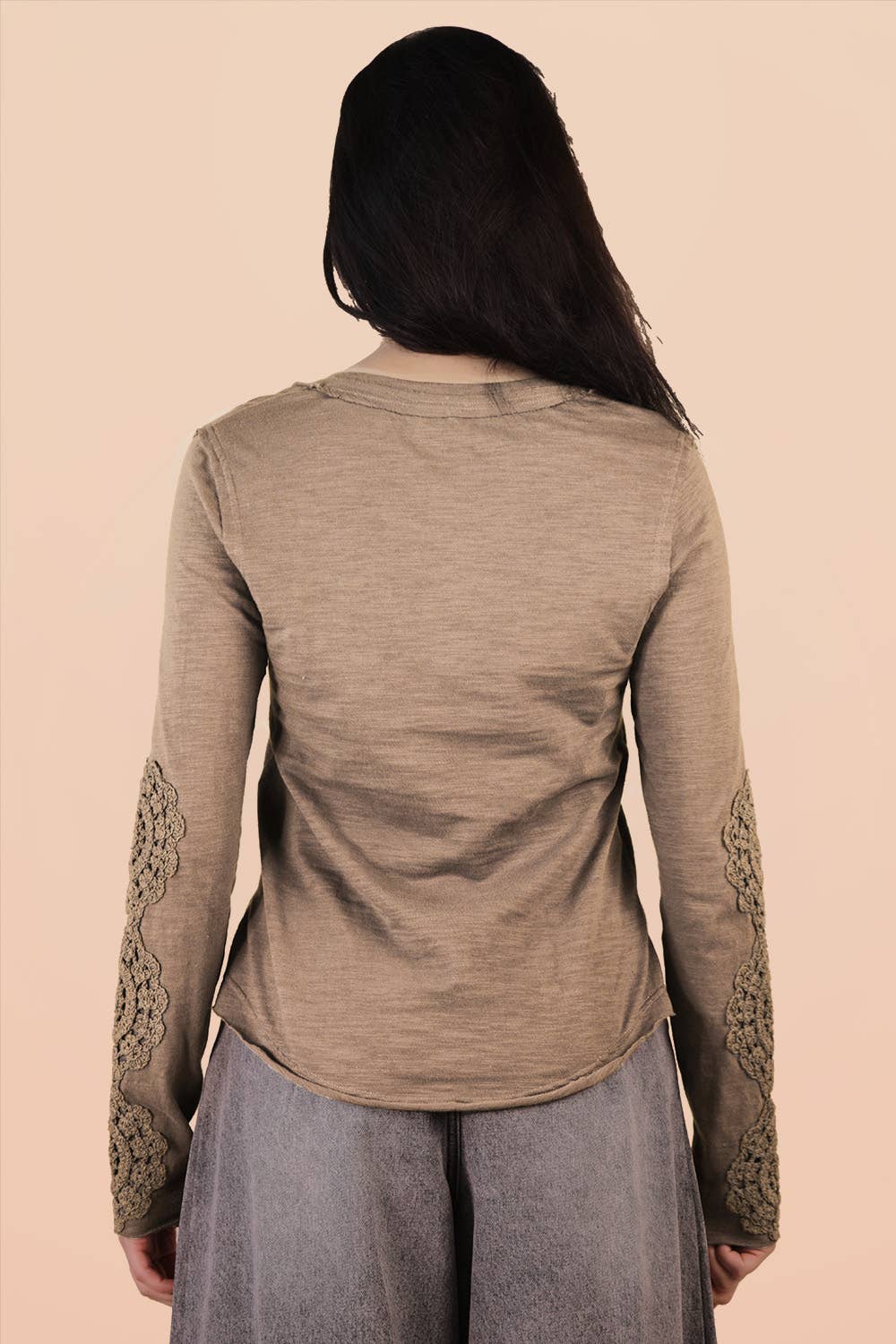 VERY J - Wholesale Knit Top - Women's - NT12252-Sleeve Lace Trim Solid Knit Top15