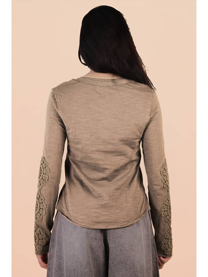 VERY J - Wholesale Knit Top - Women's - NT12252-Sleeve Lace Trim Solid Knit Top15