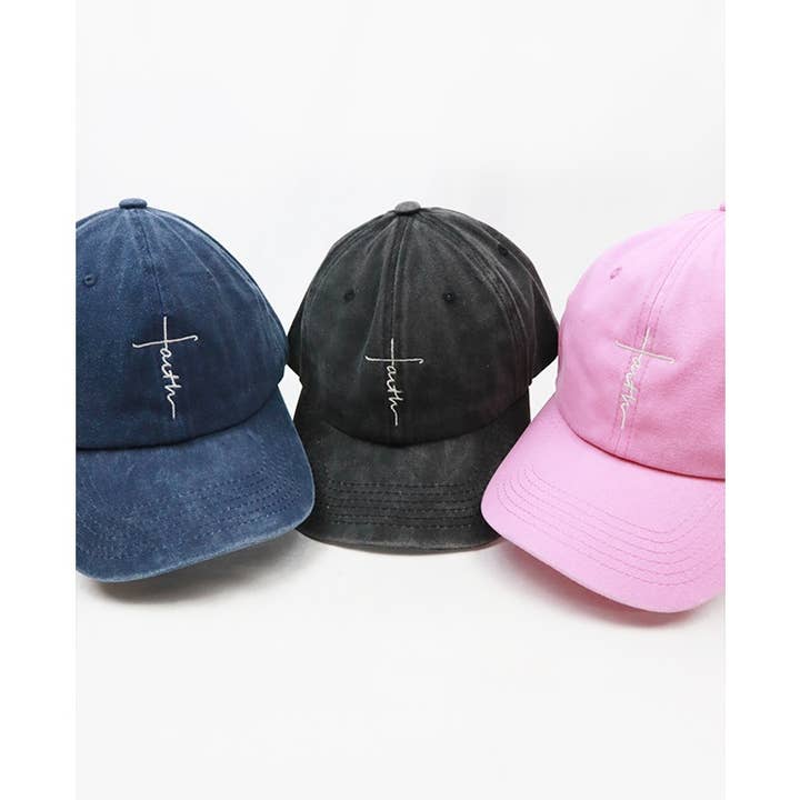 Love and Repeat - Wholesale Baseball Cap - Women's - Faith Embroidered Washed Baseball Cap4