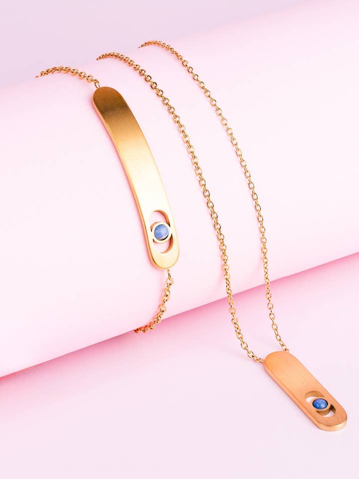 Bracciale e collana con pietra di avventurina blu per la vendita all'ingrosso da parte di Didyma