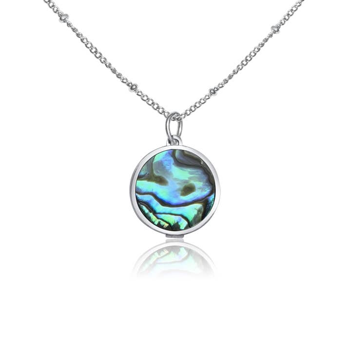 Blue Abalone Lip Balm Necklace in Stainless Steel for wholesale by Get Balmy - USA