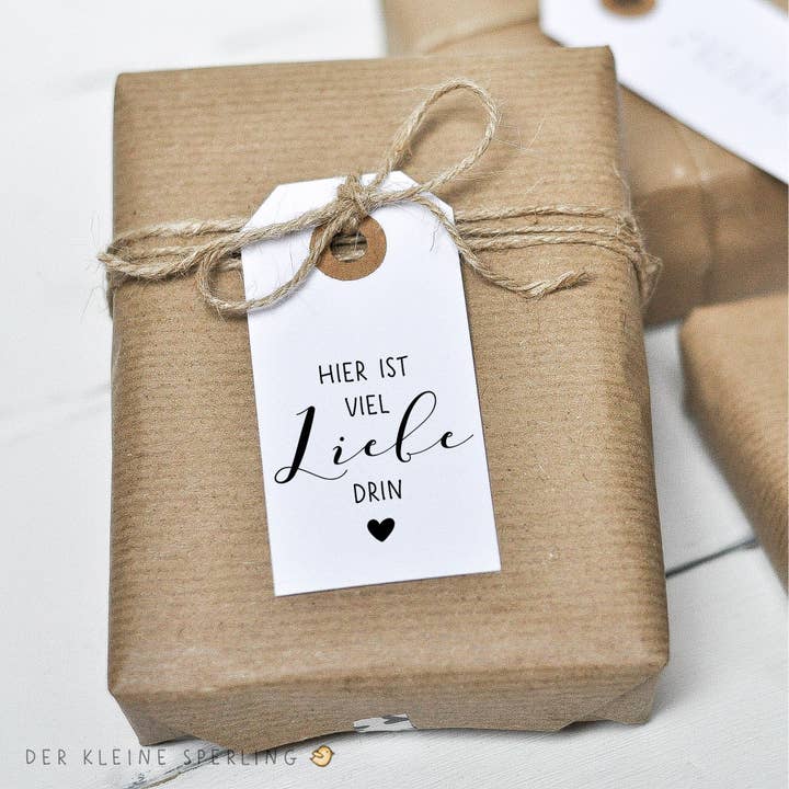 Stamp Love, There is a lot of love in here, with heart, gift, packaging, wedding, stamp text, with love, wrapping for wholesale by Der kleine Sperling