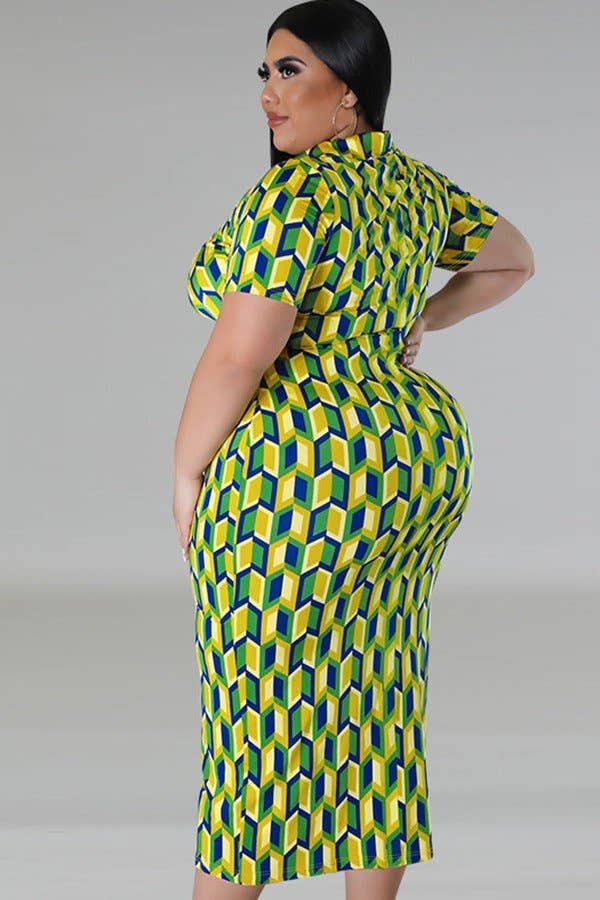 Green Plaid Short Sleeve Shirt Dress for wholesale on Faire2