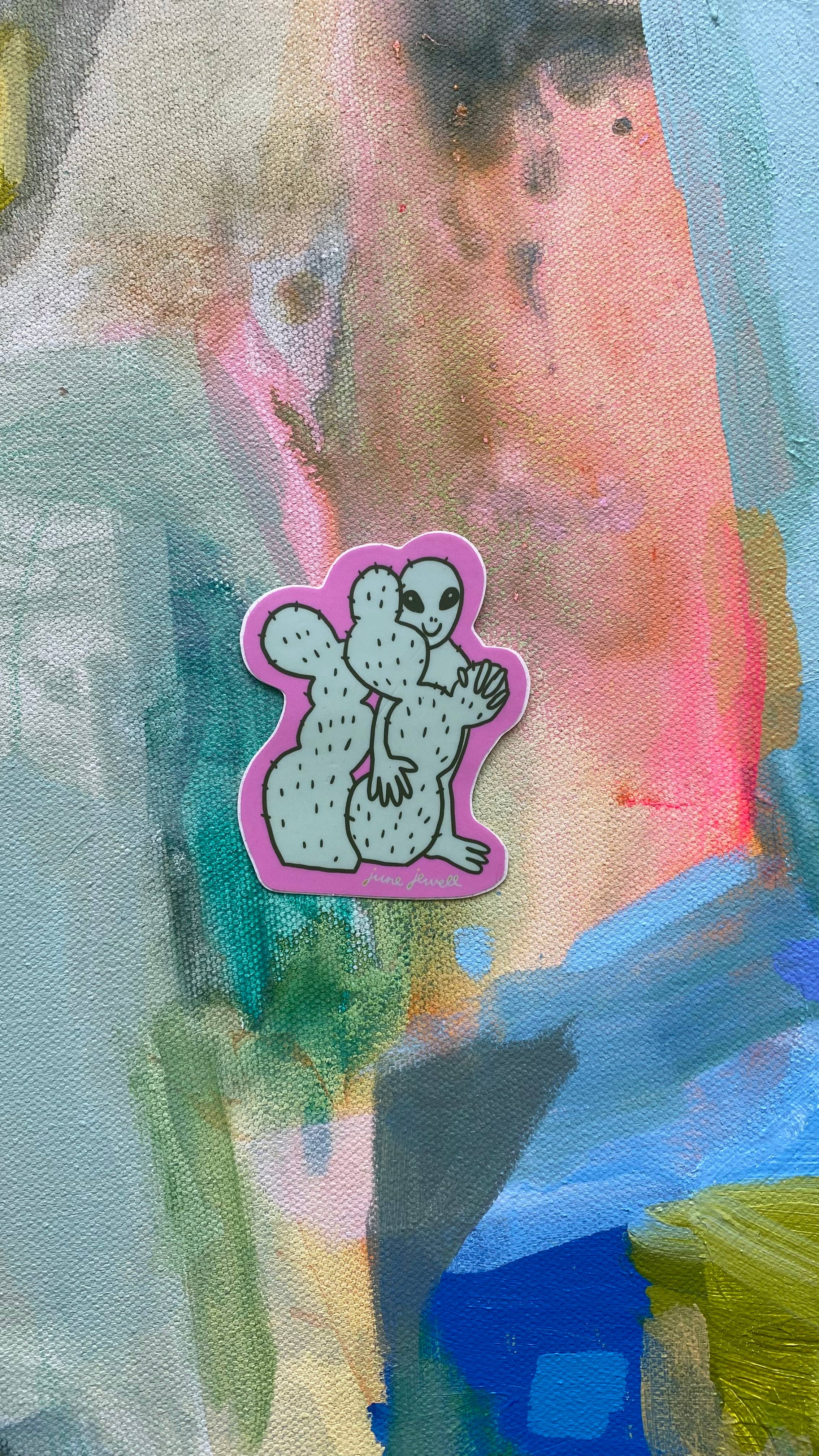 June Jewell Designs - Wholesale Sticker - 3” Pink Alien Vinyl Sticker6