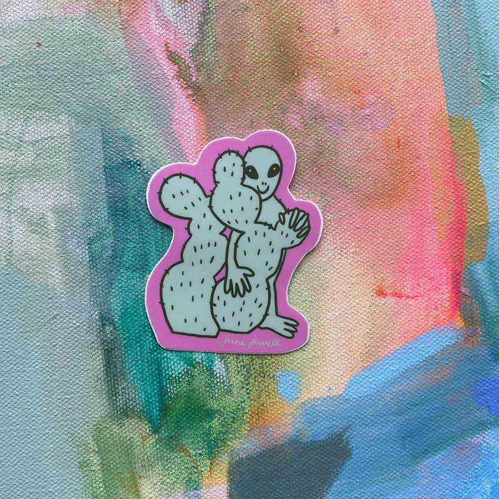 June Jewell Designs - Wholesale Sticker - 3” Pink Alien Vinyl Sticker6