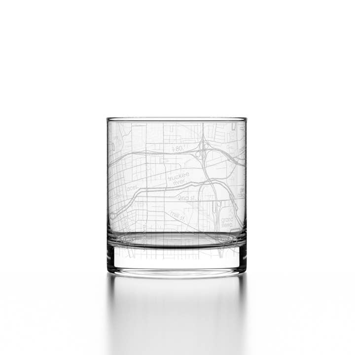 Well Told - Wholesale Cocktail/Liquor Glass - Reno NV Map Rocks Whiskey Glass