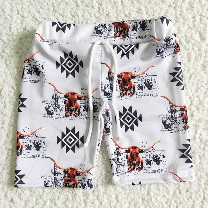 Baby boys western cow swimsuits trunk for wholesale by Aier Wholesale