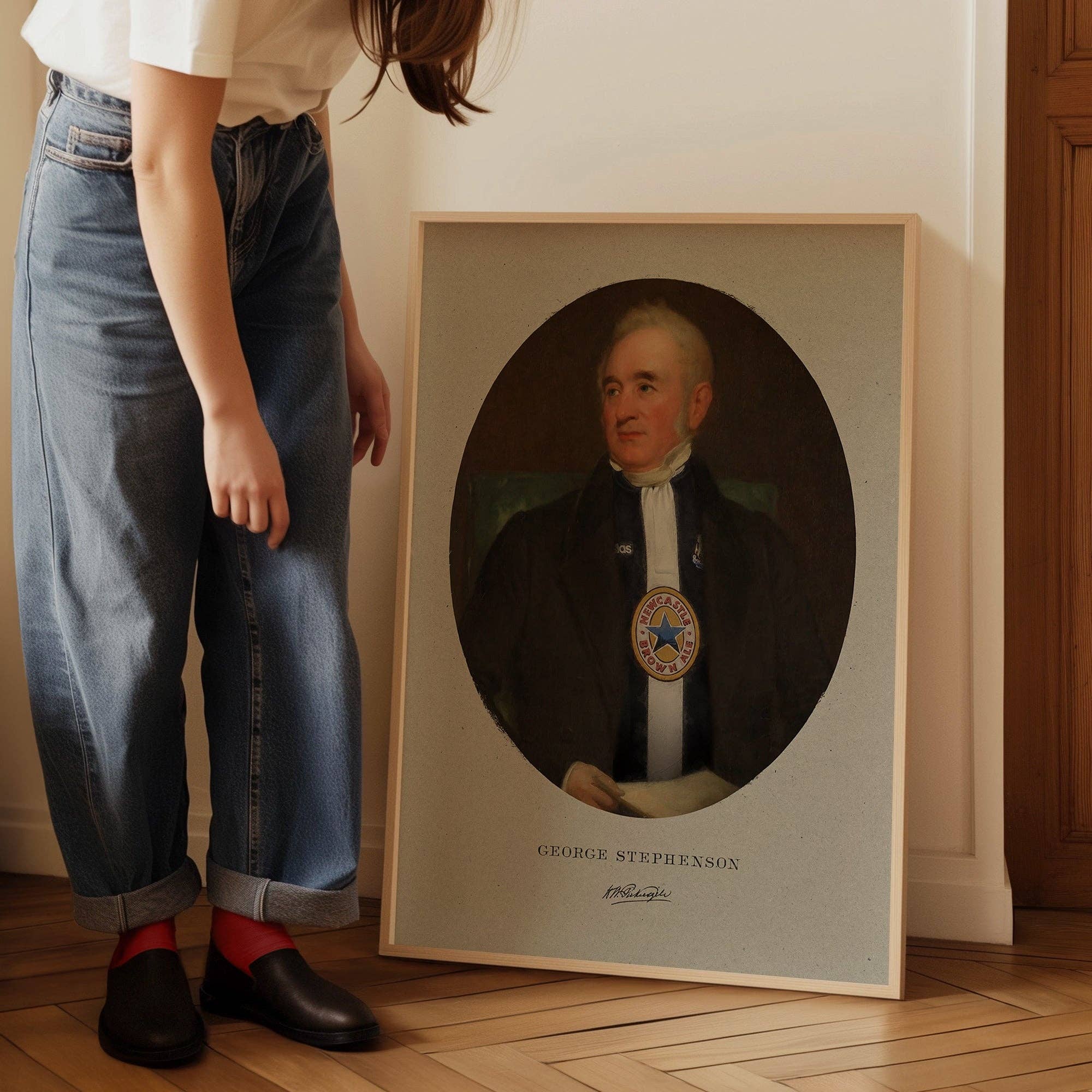 Ink & Drop – Engroshandel Kunsttryk – George Stephenson i en Newcastle-trøje print5