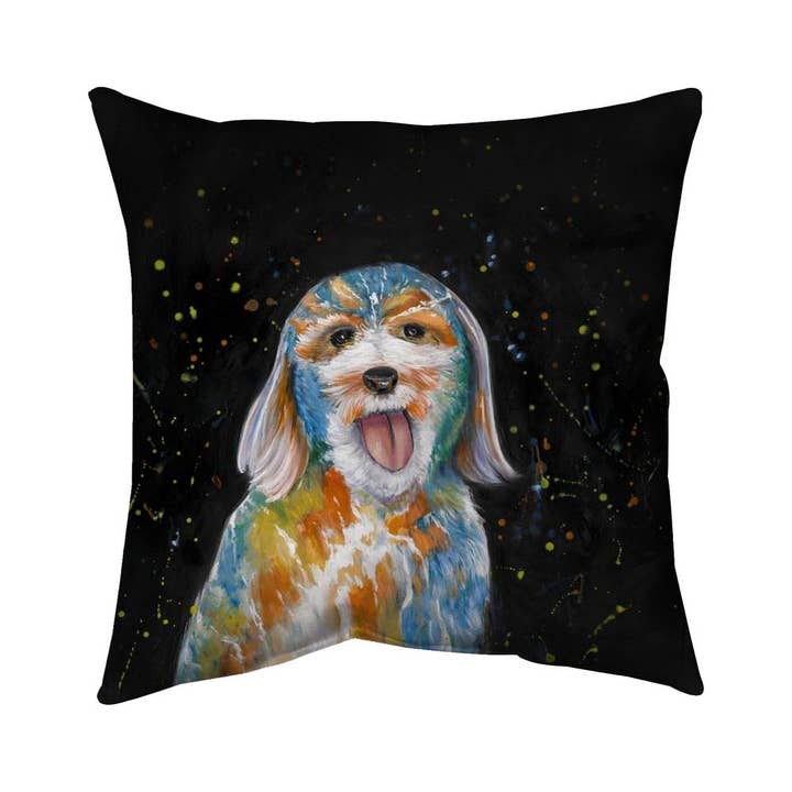 Abstract Labradoodle Pillow - Blue Pet Decor for Home for wholesale by BEGIN HOME DECOR