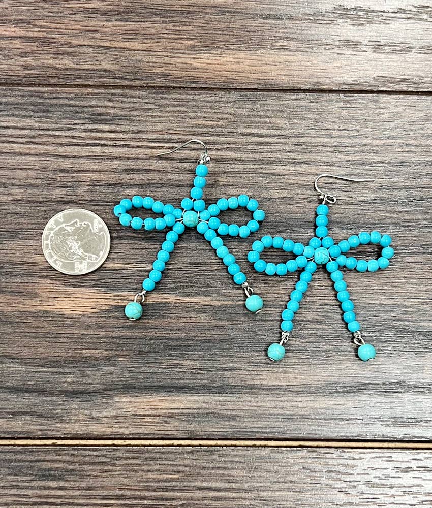 ISAC Trading Inc - Wholesale Dangle Earrings - 726099, Handmade 4mm Turquoise Bow Earrings1