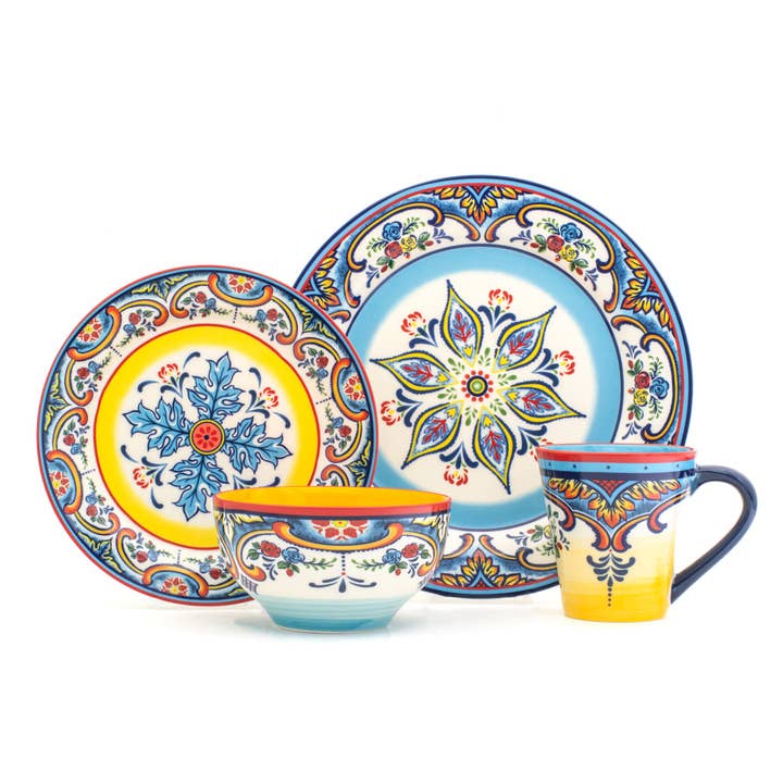 Euro Ceramica | ClayBarnHome - Wholesale Dinnerware Set - Zanzibar 16 Piece Stoneware Dinnerware Set, Service for 4