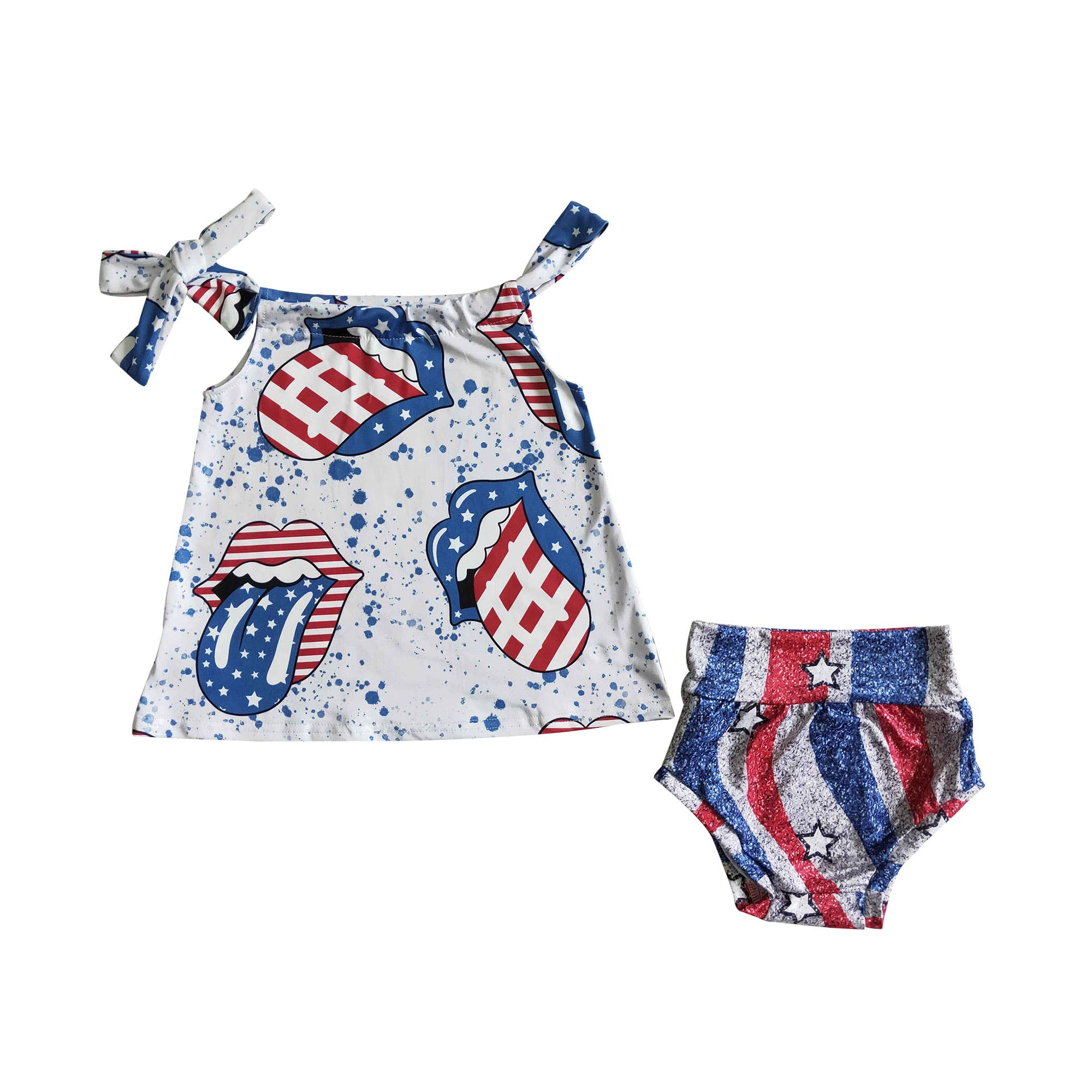 Aier Wholesale - Wholesale Clothing Set - Baby - Baby girls 4th of july bummie sets4