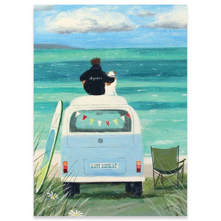 VW BUS BIRTHDAY GREETING CARD 4.5 x 6.25" for wholesale by Calypso Cards LLC